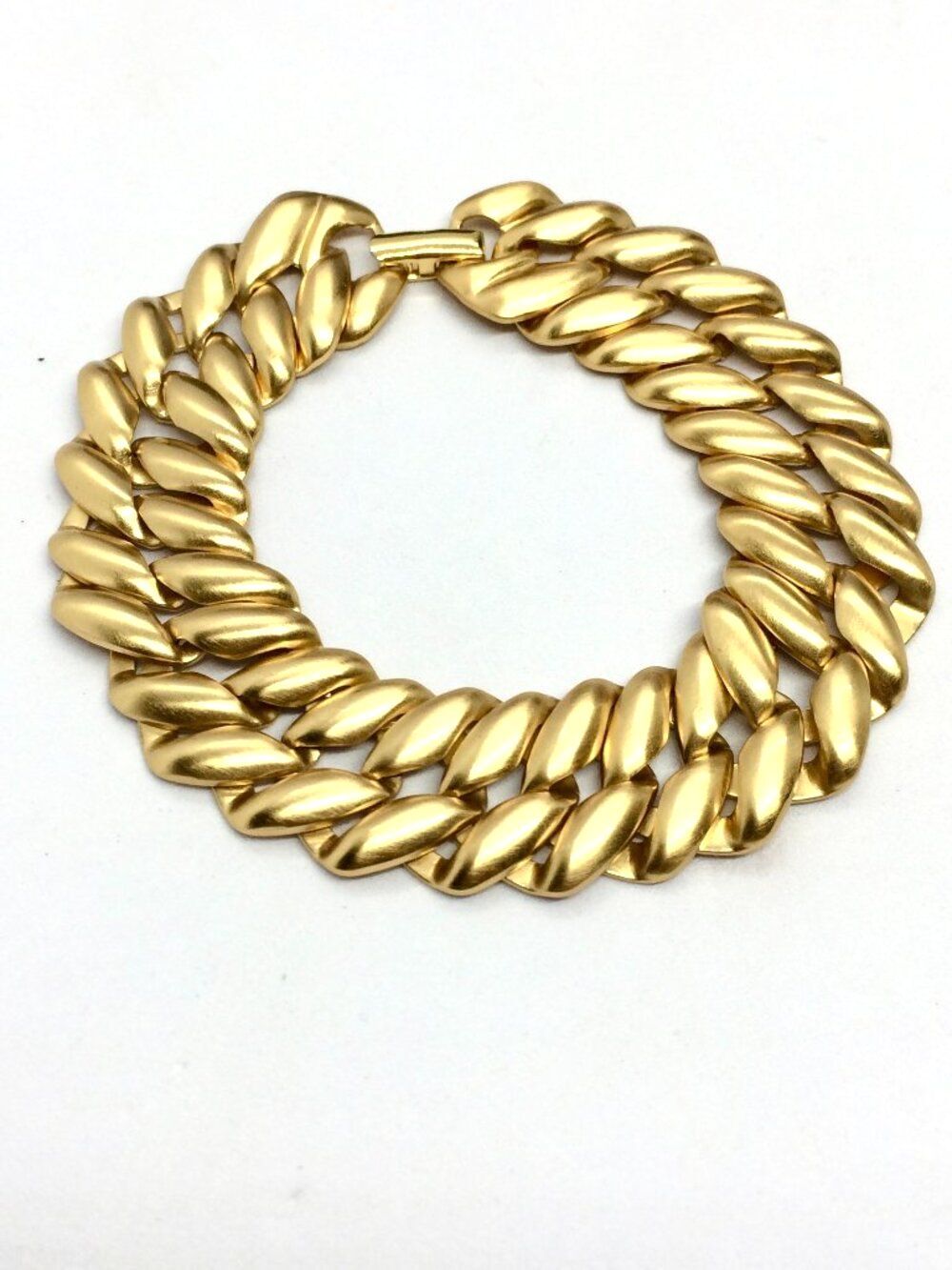 VINTAGE MONET BRACELET Gold Tone Chunky Double Curb Link Statement 7.5"